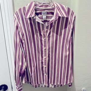 Chico’s button down pinstriped long sleeved shirt